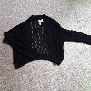 At Last Black Open-Knit Women's Sweater